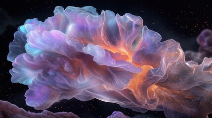 Naklejka premium Colorful cosmic cloud formation floating in a starry night background showcasing intricate details and vibrant colors