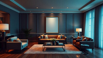 Elegant Poster Frame Mockup in a Modern Living Room