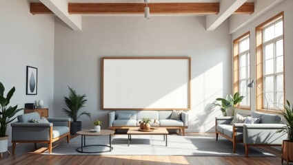 Fototapeta premium Empty Frame Mockup for Artwork or Poster Presentation