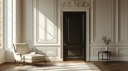 Elegant Interior Design: Sunlit Chaise Lounge in a Classic Room