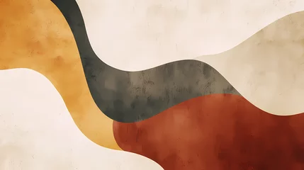 Fotobehang Abstract background with organic sand colored shapes. Muted Earthtones. Illustration © Thiago
