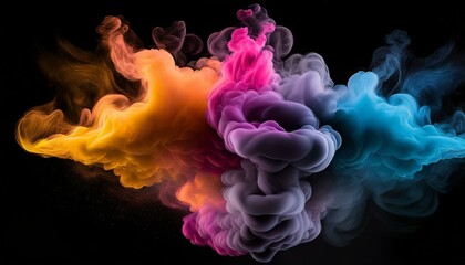 colored clouds of smoke in opposition to a black history