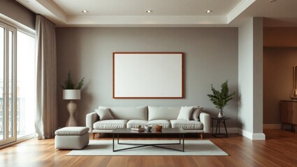 Modern Living Room Frame Mockup with Neutral Tones