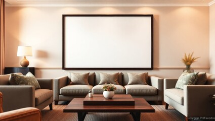 Stylish Poster Mockup in a Cozy Living Room Setup