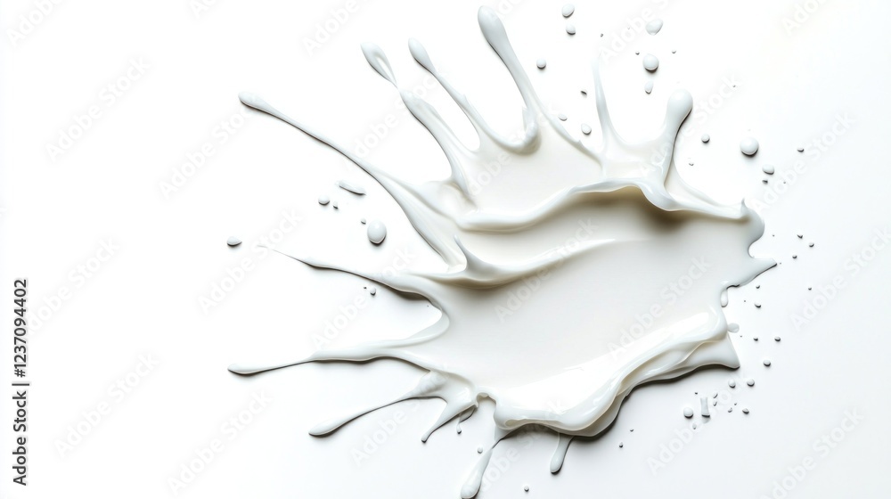 Poster a dynamic splash of white liquid creating a unique artistic pattern.