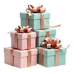 Obraz premium Stack of Gift Boxes with Red Ribbons – Festive Present Packaging