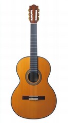 Obraz premium A classic guitar isolated on a white background, showcasing its elegant design and craftsmanship, perfect for music and instrument-related themes.