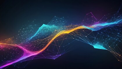 Vibrant Networked Landscape: A Colorful Abstract Digital Artwork