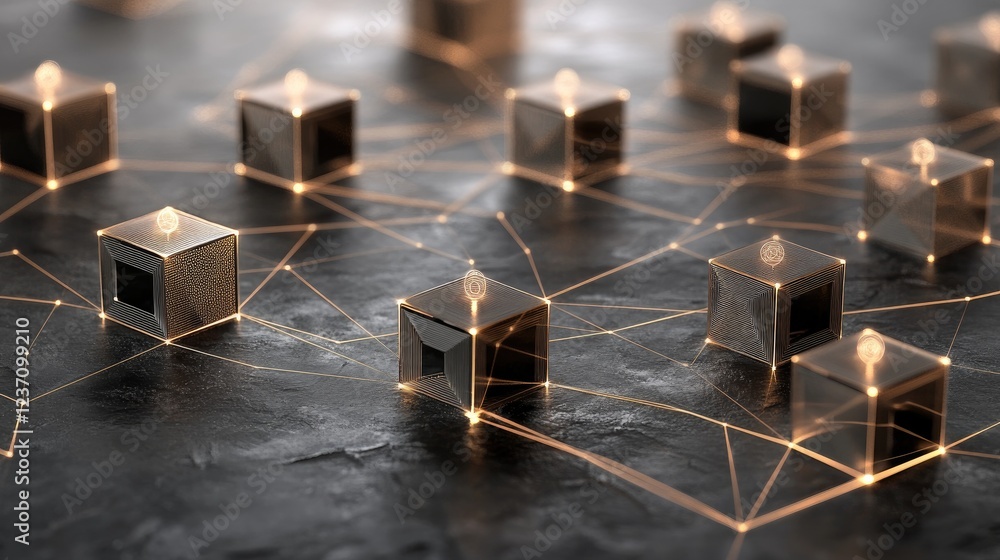 Poster illuminated cubes connected in a network system