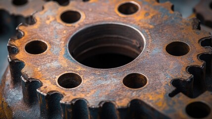 Rusted Metal Gear Close Up Detailed View