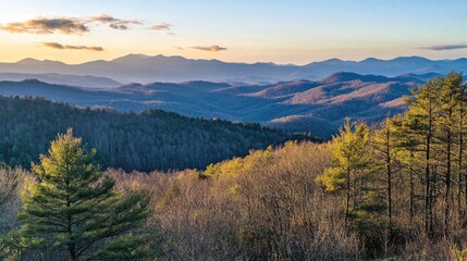 Majestic Mountain Range Sunset Landscape View