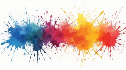 Fototapeta premium Bright paint splashes in various colors, isolated on white background, dynamic and energetic feel