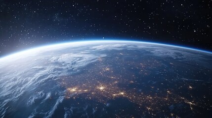 Obraz premium Earth at Night City Lights and Starry Sky