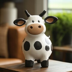 Ceramic Cow Figurine - Modern Simple Cartoon Style, Cute and Attractive Design