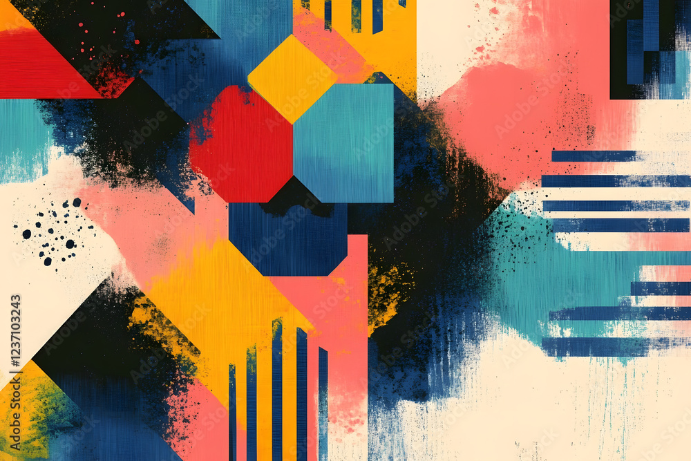 Aufkleber a colorful abstract background with a lot of different shapes and colors. risograph effect, trendy r