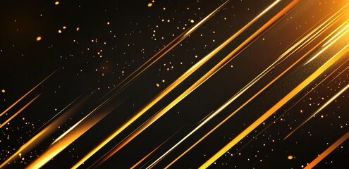 Obraz premium Abstract Background with Golden Lines and Light Rays, Banner Design Template for Presentation, Magazine Cover or Poster