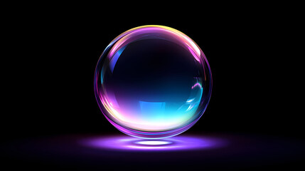 Asymmetrical abstract iridescent sphere glowing with bright light. Iridescent Glow. Illustration