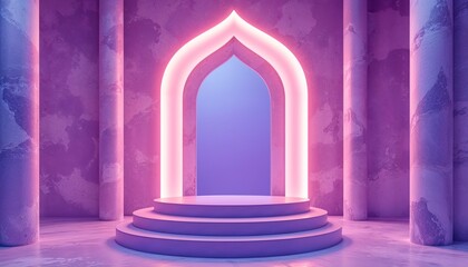 Purple Neon Archway Product Display Platform