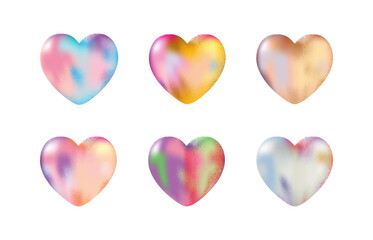 Vibrant Textured Heart PNG Set – Abstract Colorful Gradient Love Symbol on Transparent Background