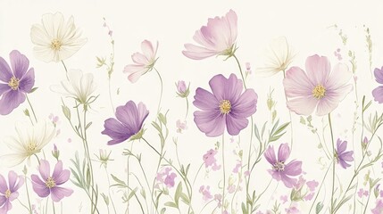 Fototapeta premium Delicate Pastel Cosmos Flowers In A Soft Floral Arrangement
