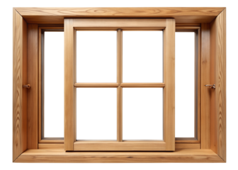 wooden window isolated on white background