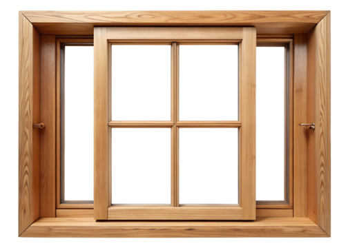 wooden window isolated on white background