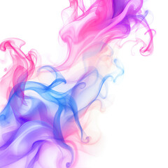 Vibrant Swirling Abstract Smoke in Pink, Blue, and Purple Hues, Isolated on Transparent and White Background