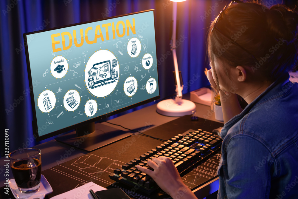 Aufkleber e-learning website with sofware for student to study online on the internet network brisk