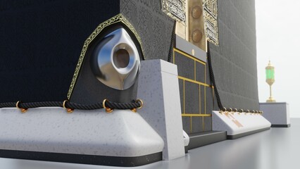 Masjid al Haram. Great Mosque of Mecca. Sacred Mosque surrounds Kaaba. Islamic architecture. Landmark. Holy city. Hajj and Umrah. Muslim. pilgrimage. 3D realistic illustration. High quality. 
