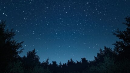 Naklejka premium Pixel Art Night Sky Stars Above Silhouetted Forest