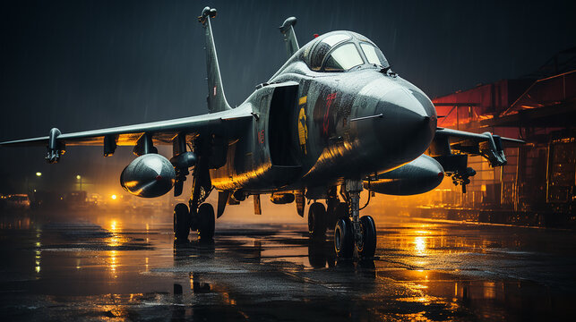 Jet Fighter in the Rain