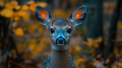 A Stunning Close-Up Portrait of a Fawn in an Autumnal Forest