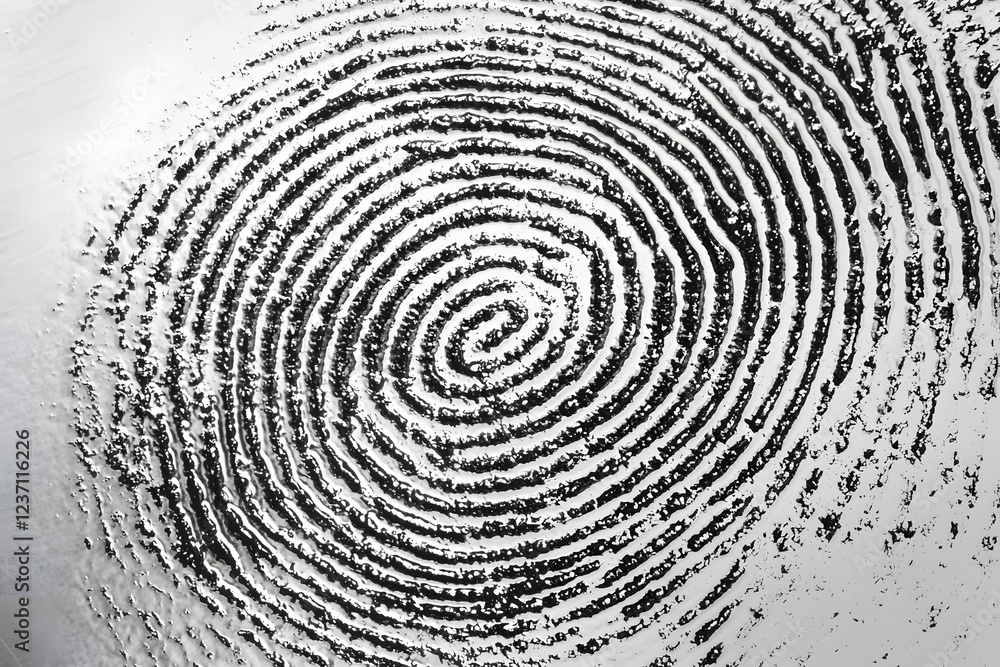 Poster abstract spiral fingerprint texture metallic silver and black swirl pattern background