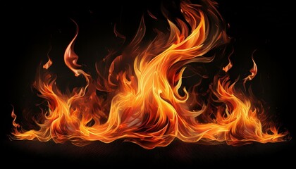 Fototapeta premium consists of burning flames for graphic layout functions flames on a black background