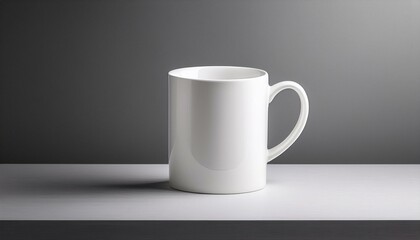 Obraz premium minimalistic white ceramic coffee mug isolated on a plain background perfect for branding or graphic design mockups