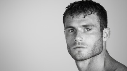 Fototapeta premium Serious man portrait, studio shot, plain background, profile image