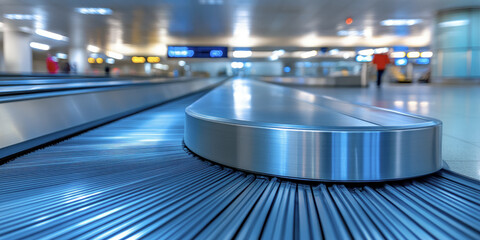 Modern baggage carousel at an airport terminal