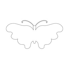 Line sketch, winged insect outline, decorative butterfly. Vector graphics.