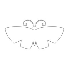 Line sketch, winged insect outline, decorative butterfly. Vector graphics.