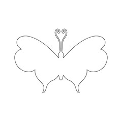 Line sketch, winged insect outline, decorative butterfly. Vector graphics.