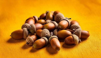 many acorns on yellow heritage