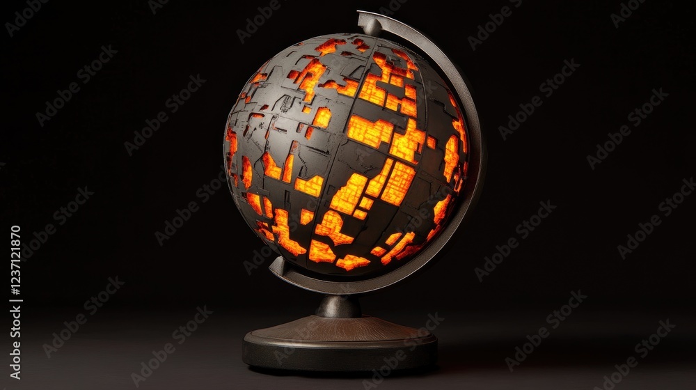 Poster illuminated globe glowing with inner light