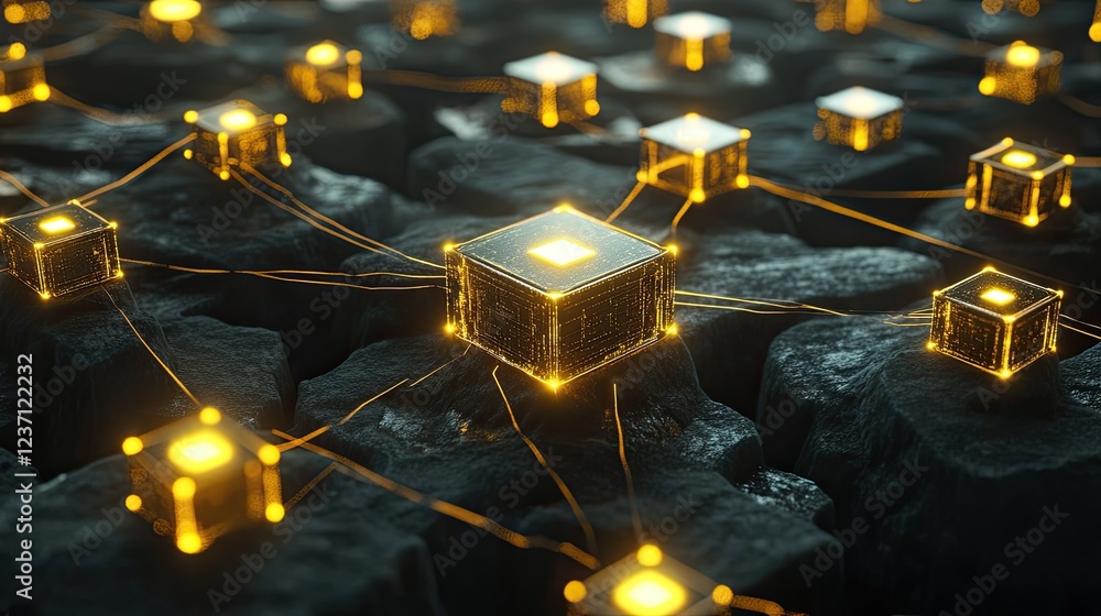 Poster illuminated cubes connected in a network system