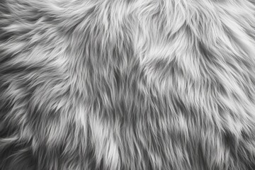 Naklejka premium The fur of a dog is shown in a close up. The fur is long and coarse, and it is a mix of white and gray. The fur is so thick that it almost looks like a blanket