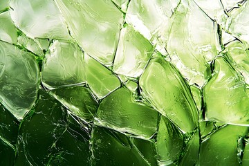 Obraz premium Abstract Green Shattered Glass Texture Background Cracked Iridescent Jewel Toned Design