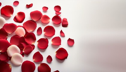 backdrop of rose petals remoted on a  white heritage valentine day history