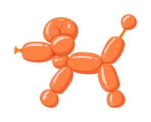 Dog shape balloon. Birthday party celebration dog animal helium air balloon, poodle shaped balloon flat vector illustration. Cartoon air balloon
