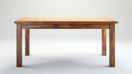 Wooden table with a flat surface, shown alone on a white background, with lots of room to add whatever you want.