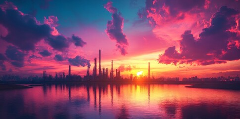 Industrial Beauty at Dusk: Petrochemical Plant