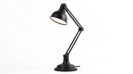 Black desk lamp from the past on white background